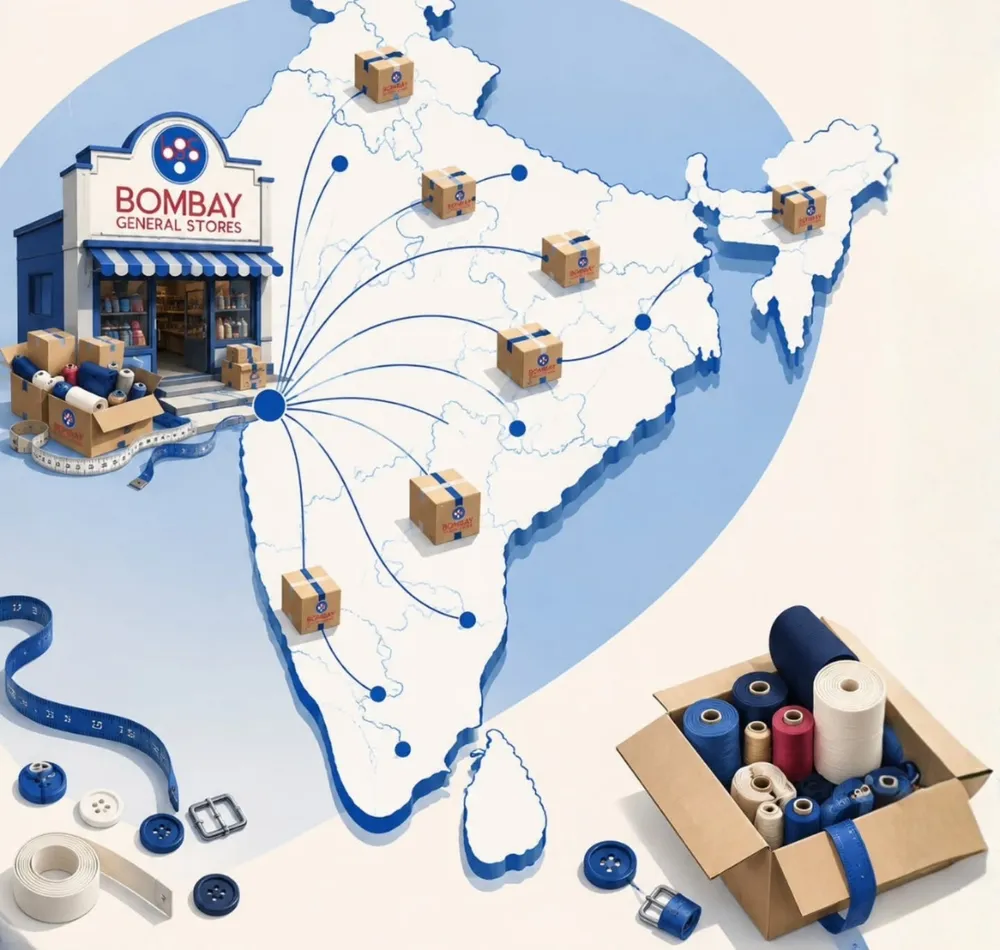 Illustration: parcels dispatched from the Bandra shop to cities across India
